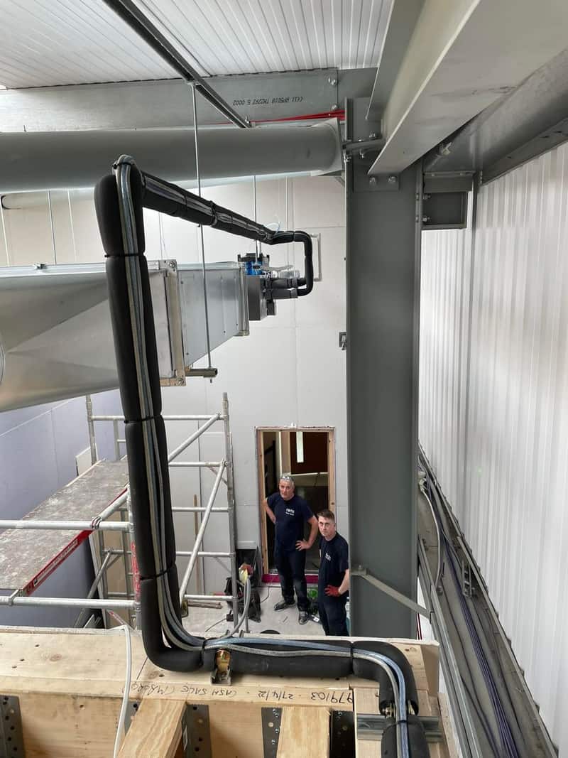 Industrial air conditioning installation, Newcastle upon Tyne Engineers installing industrial air conditioning ductwork and pipework in Newcastle upon Tyne