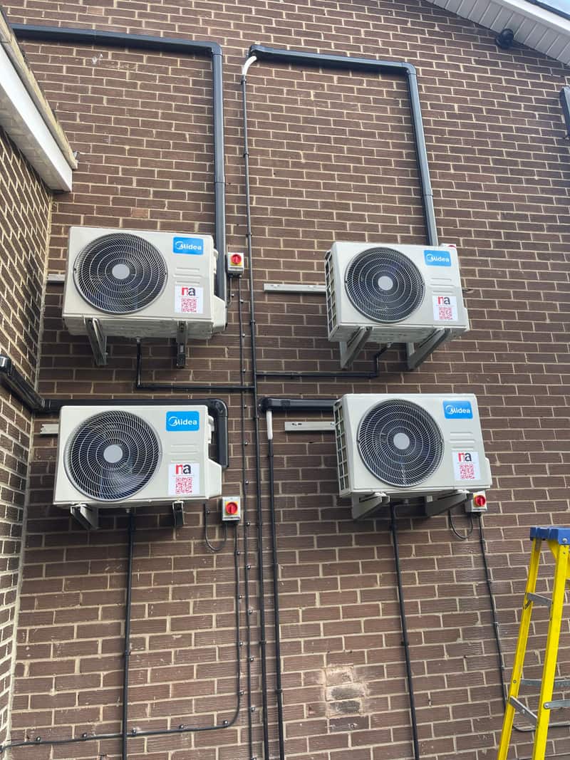 Aircon installer work in Newcastle upon Tyne Four air conditioning condenser units installed by our aircon installers in Newcastle upon Tyne