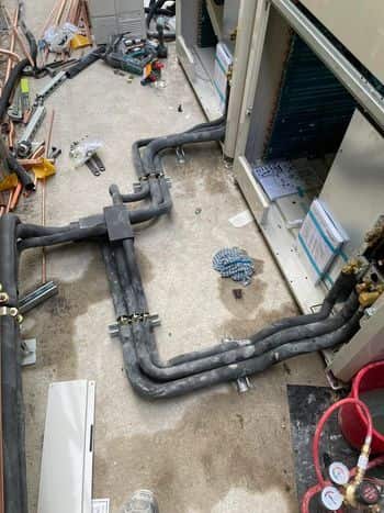 Refrigerant pipework installation, Newcastle upon Tyne Insulated refrigerant pipework for a multi-split system in Newcastle upon Tyne