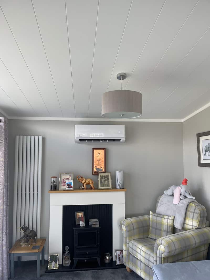 Living room air conditioning, Newcastle upon Tyne Wall-mounted air conditioning above a fireplace in a Newcastle upon Tyne living room